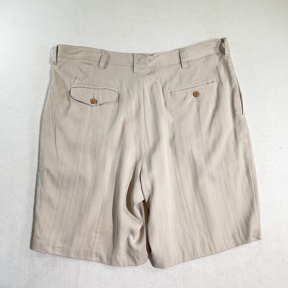 Montego Mon 100% Silk Shorts Mens 38W Beige w/ Flaw Button Pockets Golf Bermuda - Picture 3 of 12